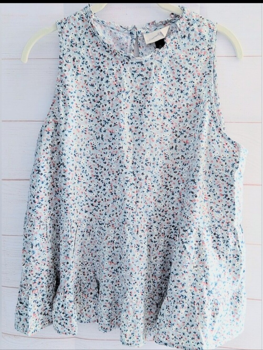 Nwot Universal Thread Light Blue 🩵 Boho Floral Peplum Tank Size XL